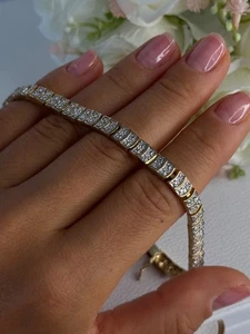 Charming 925 Sterling Silver Gold Plated Bracelet Length 8 Inch - Picture 1 of 13