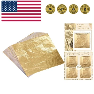 Versatile 100 Pcs Gold Leaf Sheets - 5.5" for Painting & Furniture Crafting - Image 1 of 4