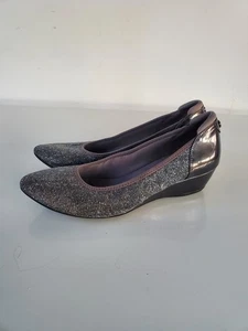 Anne Klein Sport Women Shoes AK-FOLLOW Slip On Low Wedge Sandal Pumps Silver 7.5 - Picture 1 of 10