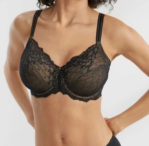 Chantelle Intimates Black Lace Bra Full Coverage Underwire 40DDD EU90F - Picture 1 of 7