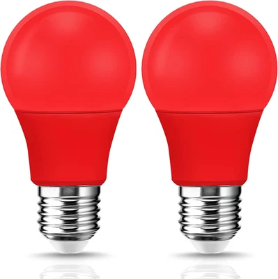 LED Red Light Bulb 60W Equivalent, A19 LED E26 Base Red Color Light Bulbs - Image 1 of 4
