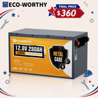 ECO-WORTHY 12V 280Ah 3584Wh Bluetooth Metal Case LiFePO4 Lithium Battery For RV