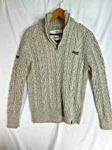 Superdry Super Knit Original Knitwear Cable Knit Grey L Large - Picture 1 of 10