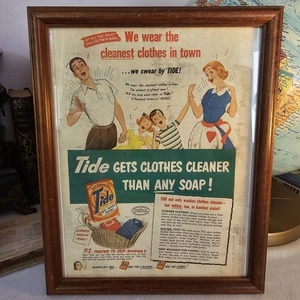 Framed Vintage Magazine Ad For "Tide" Soap. Original 1952 - Picture 1 of 7
