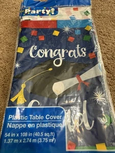 Graduation Party Grad Plastic Graduation Party Table Cover 54" x 108" New X 2 - Picture 1 of 4