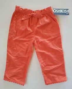 OshKosh B'gosh Baby Toddler Girl Pants w/ Pockets & Tie Detail Orange 18M 3T New - Picture 1 of 11