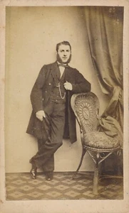 CDV Antik Foto Carte Besuch Hübscher Mann Koteletten Etheredge Hamburg Germany - Bild 1 von 8