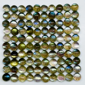 100 Pcs Natural Labradorite 4mm Round Top Quality Loose Cabochon Gemstones Lot - Picture 1 of 13