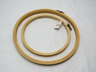 VTG 2 Round Wooden Embroidery Hoops Cross Stitch Needlework 8" and 6" NOS Taiwan - Image 1 of 4