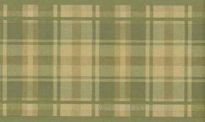 Borde de papel tapiz tradicional a cuadros tartán tostado verde, prepegado, 15' x 7" Foto 1 de 2