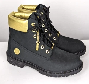 Größe 8 – Timberland Heritage 6inch wasserdichte Damen-Lederstiefel – schwarz goldfarben - Bild 1 von 9
