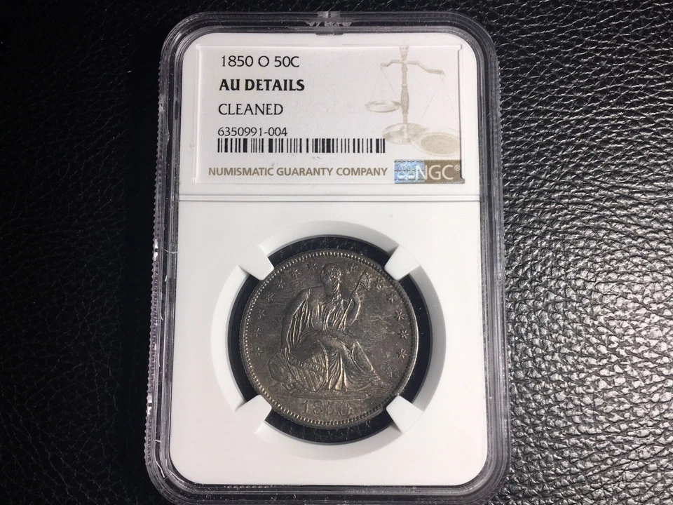 1850-O Liberty Seated Medio NGC AU Detalles Limpio Pequeño Soporte de Imperfección Superior Foto 1 de 4
