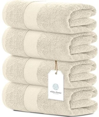 Luxury Bath Towels - Cotton Hotel Spa  27x54 8/Pk Ivory Super Absorbent 700GSM - Image 1 of 4