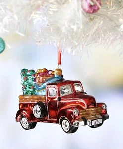 New Neiman Marcus John Huras pick-Up truck car Gifts Glass tree Ornament - Picture 1 of 6