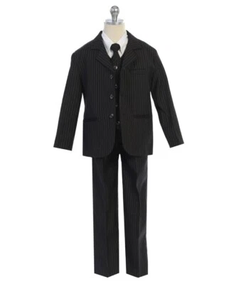 Trajes para niños negros a rayas conjunto de 5 piezas boda Halloween ropa formal niños pequeños Foto 1 de 3