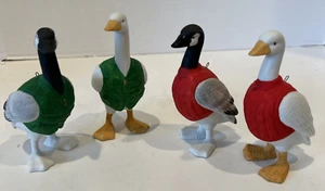 Vintage Department 56 Christmas Ornament Porcelain Geese in Puffer Jackets lot - Picture 1 of 5
