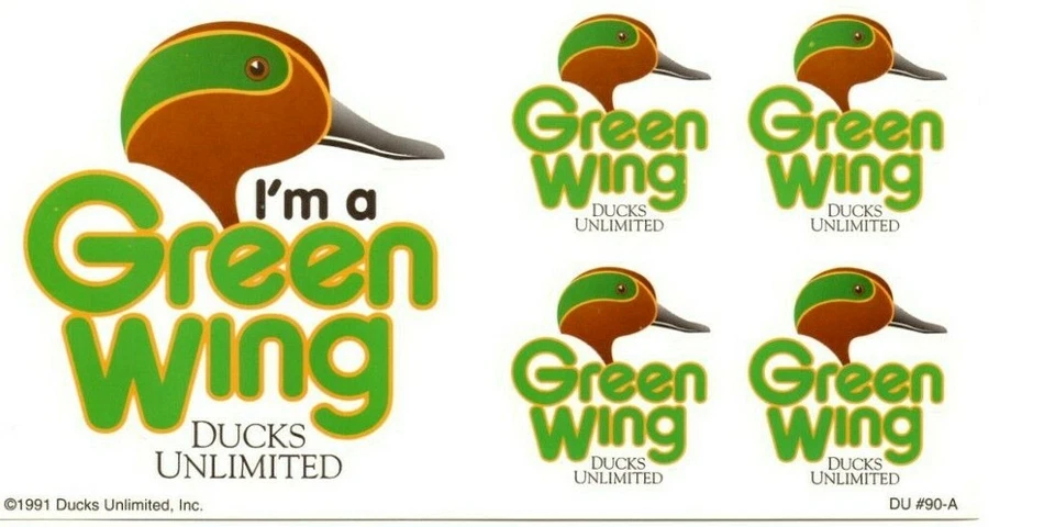1991 Vintage "I'm A Green Wing"  Ducks Unlimited Decal 1 sheet  - 5 Stickers - Image 1 of 1