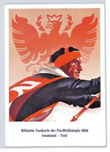 AUSTRIA 1936 FDC First Day *SKIING* 12pf ART POSTCARD Wettkämpfe Innsbruck LZ31 - Picture 1 of 12