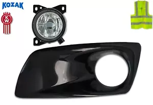 Black Plastic Fog Bezel and Fog Light Lamp Left Driver Side For Kenworth T660 - Foto 1 di 9