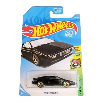 2018 Hot Wheels #238 HW Exotics 7/10 LOTUS ESPRIT S1 Black w/Gold 5 Sp 50th Ann - Image 1 of 4
