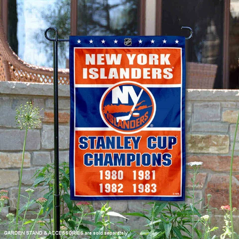 NY Islanders 4 Time Stanley Cup Champions Garden Flag and Yard Banner Cover