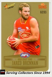 2012 SELECT AFL CHAMPIONS PEELED GOLD PARALLEL CARD GC93 JARED BRENNAN-G.COAST