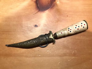 VINTAGE HORN CARVED HANDLE JAMBIYA STYLE LEBONAN DAGGER KNIFE