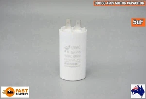 CBB60 450V AC Motor Run Capacitor 5uF 2 PIN 25/70/-20C 50/60Hz (G54AB) - Picture 1 of 6