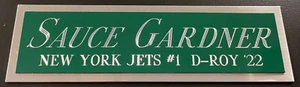 SAUCE GARDNER NEW YORK JETS NAMEPLATE FOR AUTOGRAPHED Signed FOOTBALL JERSEY - Picture 1 of 3