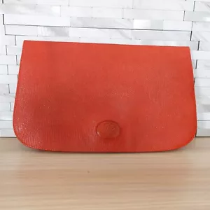 VINTAGE 90s MULBERRY Pebble Clutch Purse Bag Coastal Red Leather Evening ENGLAND - Picture 1 of 15