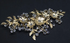 Gold tone hair comb bridal wedding crystal rhinestone hair accessories ha1925 - Picture 1 of 5