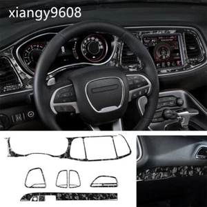 8×Forged Carbon Fiber Dashboard Navigation Set Trim for Dodge Challenger 2015-23 - Picture 1 of 17