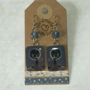 Orecchini pendenti Strega e gufo anallergici, Witch and owl pendant earrings - Foto 1 di 3