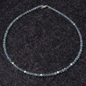 Collar aguamarina, cadena de piedras preciosas (K2184), con plata 925 - Imagen 1 de 1
