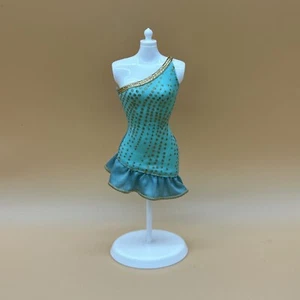 Barbie Fashions Doll Dress Teal And Gold One Shoulder Replacement Outfit R4278 - Picture 1 of 10