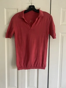 Camisa Polo Haute Bergdorf Goodman Roja Crema Cuello Cubano Tejida Para Hombre Pequeña Italia - Imagen 1 de 3