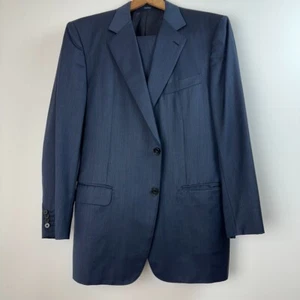 Traje Ermenegildo Zegna Para Hombres 52R Azul Marino Rayas Lana Neiman Marcus Traveller - Imagen 1 de 15