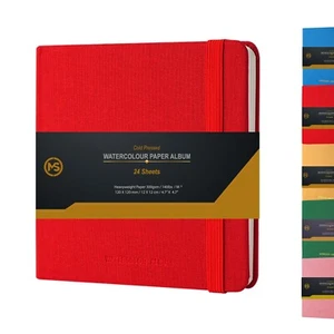 Watercolour Pad Cold Press 300gsm 100% Cotton Paper 24 Sheet-12 X 12 CM Journal - Picture 1 of 19
