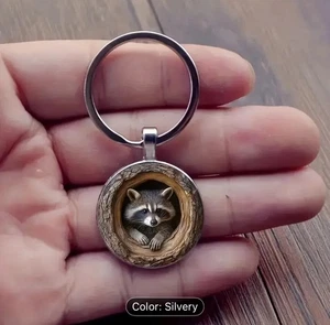 ¡NUEVO! Llavero Mapache Redondo Mochila Mapache Cartera Dije Pequeño Animal Llavero - Imagen 1 de 8