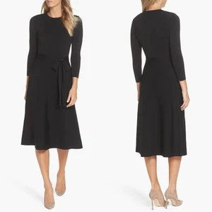 NEU ELIZA J schwarz Rundhalsausschnitt Fit & Flare PULLOVER STRICK 3/4 Ärmel Midi KLEID S - Bild 1 von 10