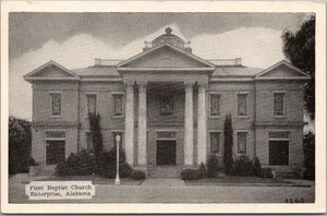 Postal "Primera Iglesia Bautista" Street View/Dexter c1940 ENTERPRISE, Alabama - Imagen 1 de 2