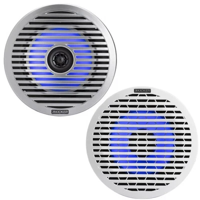 Kicker 51KM614FL 6.5-Inch (165mm) Thin-Mount Marine Coaxial Speakers w RGB LED - Image 1 of 4