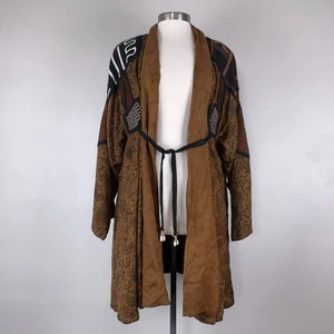 Molato Duster Women 1X Brown African Tribal Ethnic Jacket Seashells Boho Western - Picture 1 of 10