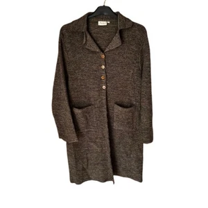Adini Womens Knit Cardigan Size Large Silk Wool Long Collar Boho Lagenlook - Picture 1 of 16