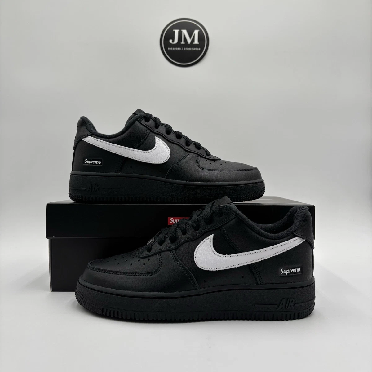 Supreme x Nike Air Force 1 Low Box Logo - Black White for Sale