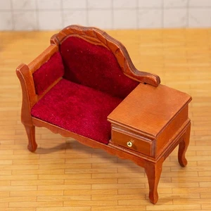 Mobili per casa delle bambole in miniatura in legno Divano in stile vintage - Foto 1 di 7