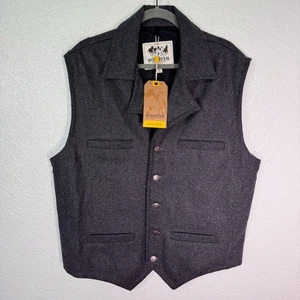 Schaefer Outfitter Cattle Baron Vest Mens XL Wool Western Ranchwear Charcoal NEW - Picture 1 of 8