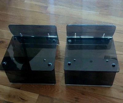 Vintage Set ABCO Smoked Lucite Acrylic  Adjustable Speaker Stands  Retro  Rare - Image 1 of 4