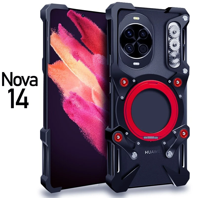 Funda parachoques con soporte 360 de metal y aluminio sin montura para Huawei Nova 14 Ultra / 14 Pro Foto 1 de 4