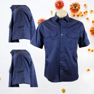 Work Shirt Original Cotton Drill Short Sleeve WorkWear Navy - Picture 1 of 2